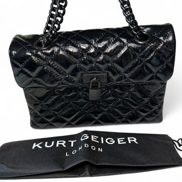 Kurt Geiger Handbags - Kurt Geiger Brixton Drench Patent Leather Lock Shoulder Bag - NWOT